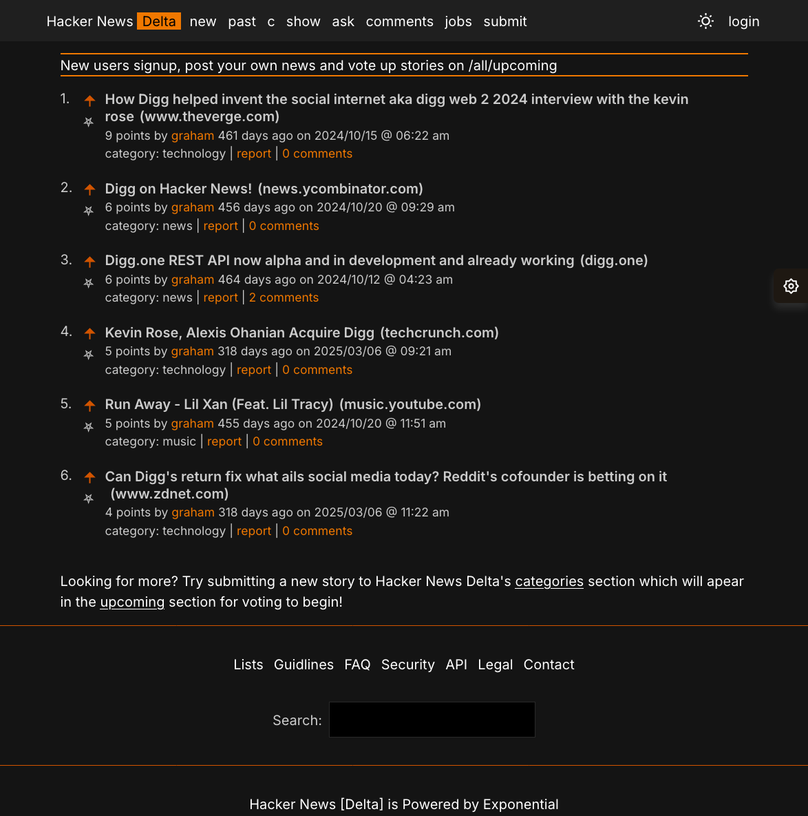 HackerNewsDelta.com Screenshot