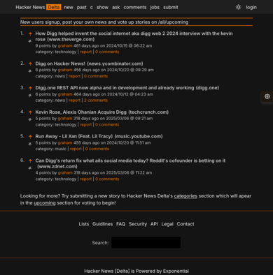HackerNewsDelta.com Screenshot HackerNewsDelta.com Screenshot